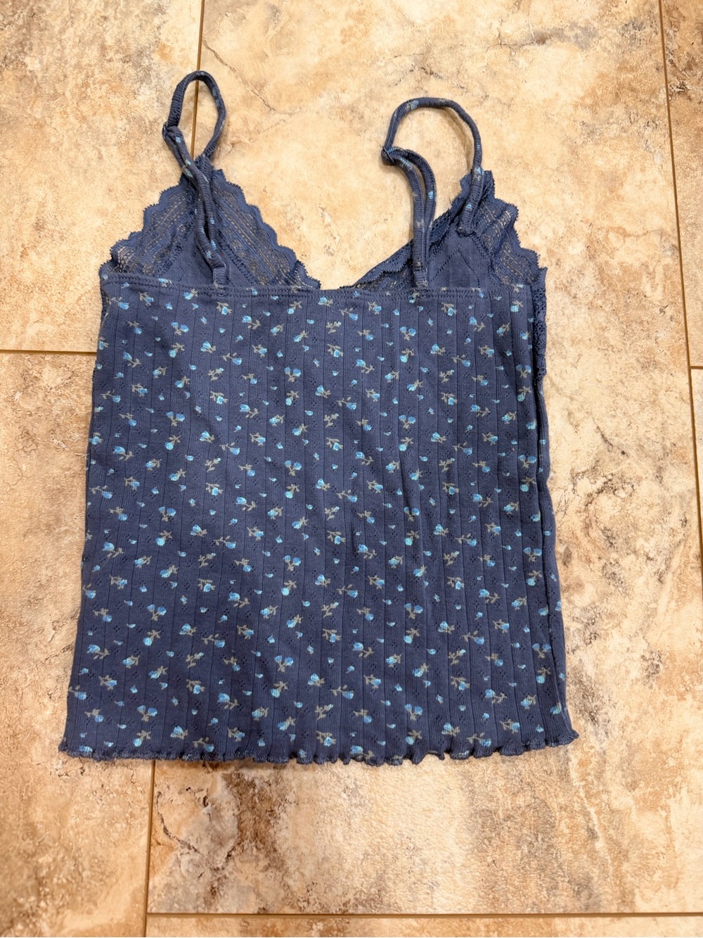 American Eagle Lace Trim Pointelle Cami - Picture 6 of 6